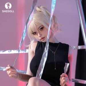 SHEDOLL 白露 163cm電台缪斯 H爆乳高衩黑裙-露肩針織 溫感震顫體 攝影棚專屬藏品